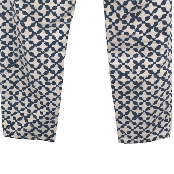 MICHAEL Michael Kors Trouser Pants Blue Pattern Straight Front White Size 16 - Picture 7 of 10